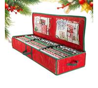 Caja de almacenamiento de papel de regalo | Tela Oxford Festiva - Contenedores de almacenamiento para papel de regalo de Navidad | Para sala de estar, dormitorio, armario, rollos, cintas y lazo