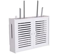 Caja de almacenamiento de pared para router, estante flotante, sistema de conmutación multimedia, caja decorativa para caja eléctrica, estante decodificador (color: blanco, tamaño: 50 x 10 x 40 cm)