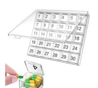 Caja de almacenamiento de pastillas, contenedor mensual de medicamentos, estuche organizador, pastillero de viaje | Pastillero abierto para un fácil acceso | Organizador diario de compartimento con