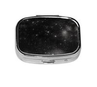 Caja de almacenamiento de pastillas cuadrada de viaje Galaxy en blanco y negro, mini pastillero portátil (pastillero de 2 compartimentos), caja de almacenamiento de medicamentos y vitaminas