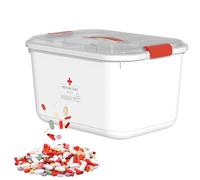 Caja de almacenamiento de pastillas, organizador familiar de píldoras multicapa, caja de transporte de píldoras portátil, contenedor multifuncional para vendajes, tijeras