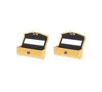 Caja de almacenamiento de piel sintética con espejo para pintalabios, color rojo, Juego de 2 (amarillo), 9x3.5x3.5 cm, Como descripción