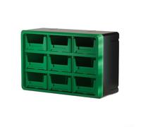 Caja de almacenamiento de piezas de cajón de plástico con montaje en pared y diseño apilable para organización de componentes de hardware y ahorro de espacio (verde)