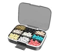 Caja de almacenamiento de píldoras ABS negra de 7,7 x 5,71 x 1,57 pulgadas, organizador diario de píldoras, caja de pastillas para 7 días, compartimentos grandes, portátil, para viajes y exteriores