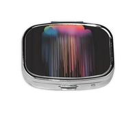 Caja de almacenamiento de píldoras cuadrada de viaje con diseño de lluvia de arco iris, mini pastillero portátil (pastillero de 2 compartimentos), caja de almacenamiento de medicamentos y vitaminas