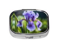 Caja de almacenamiento de píldoras cuadrada de viaje con flores nacionales francesas, mini pastillero portátil (pastillero de 2 compartimentos), caja de almacenamiento de medicamentos y vitaminas