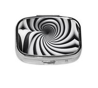 Caja de almacenamiento de píldoras cuadrada de viaje GIF con ilusión óptica en espiral, mini pastillero portátil (pastillero de 2 compartimentos), caja de almacenamiento de medicamentos y vitaminas