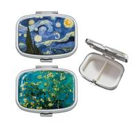 Caja de Almacenamiento de Píldoras de 2 Piezas, Organizador de Medicamentos, Mini Pastillero Portátil de Metal Con 2 Compartimentos, Cuadrado y Exquisito