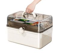 Caja de almacenamiento de píldoras, funda transparente para pastillas, tapa grande y asa, organizador de almacenamiento multiusos para complementos alimenticios, cosméticos y accesorios de costura