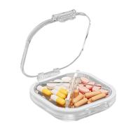 Caja De Almacenamiento De Píldoras Portátil - Organizador De Medicina, Estuche De Viaje | Soporte De Píldora De Compartimento De Silicona Con Bloqueo Seguro Para Vitaminas, Aceite De Pescado Y Su