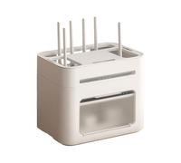 Caja de almacenamiento de plástico ABS, ventana de visualización abatible con agujeros de ventilación, caja organizadora de enrutador wifi para uso doméstico y sala de estar (29,5 x 21 x 25,6 cm)