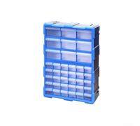 Caja de almacenamiento de plástico con 18 cajones, organizador de piezas transparentes, divisores ajustables para tornillos, tuercas, pernos, taller, garaje, herramientas, baúl apilable con tapa