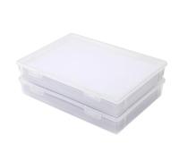 Caja de almacenamiento de plástico con tapa, 2 unidades, plana, caja de plástico, organizador de papel, caja de documentos, caja de plástico A4, 31 x 22 x 5 cm, cajas de almacenamiento, cajas de