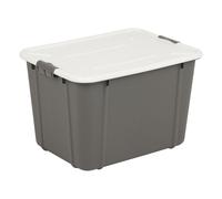 Caja de almacenamiento de plástico con tapa, 30L, color gris oscuro