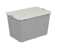 Caja de almacenamiento de plástico con tapa, 60L, color gris oscuro