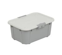 Caja de almacenamiento de plástico con tapa, 8 litros, color gris claro