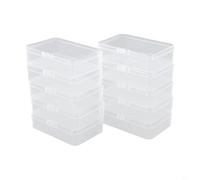 Caja de almacenamiento de plástico de borde liso para joyas, cuentas, anillos, píldoras, cosméticos, equipo de pesca, componentes electrónicos, clasificación de 10 Uds