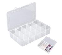 Caja de almacenamiento de plástico transparente con 15 compartimentos, caja de almacenamiento de hardware de plástico transparente, caja de almacenamiento multifuncional de rejilla de almacenamiento
