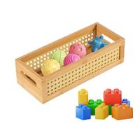 Caja de almacenamiento de ratán, cesta bohemia tejida a mano, organizador rectangular de granja para dormitorio, sala de estar, estudio y habitación de los niños, decorativo y funcional, 12.6 x 5.1 x