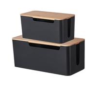 Caja de almacenamiento de regleta, organizador de regleta, juego de 2 cajas de administración de cables, caja de almacenamiento de cables, administrador de cables, cable de TV, computadora, enrutador,