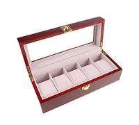 Caja de almacenamiento de reloj de madera con 5 ranuras, caja de almacenamiento con caja de bloqueo, caja de regalo de madera para reloj