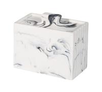 Caja de almacenamiento de resina a prueba de polvo para palillos de dientes e hisopos de algodón para decoración de mesa de hotel, funda con patrón de mármol, diseño elegante, dispensador de palillos