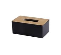 Caja de almacenamiento de rollos de papel higiénico, soporte de cubierta de caja de pañuelos de madera for decoración del hogar y del hotel, dispensador de servilletas de papel de madera negra con alm