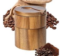 Caja de almacenamiento de sal y pimienta con doble capa, organizador para especias redondas, caja de sal de madera natural con tapa magnética, recipiente para sal marina para encimera de cocina