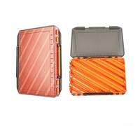 Caja de almacenamiento de señuelos de pesca con agujero de drenaje en forma de Y con estructura de doble cara para una organización segura de anzuelos y cebo suave (naranja)