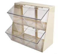 Caja de almacenamiento de té de doble cubierta, soporte para cápsulas de café, organizador de escritorio, estante de cocina que ahorra espacio, color verde, 14 x 13 x 14 cm (blanco)