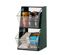 Caja de almacenamiento de té de doble cubierta, soporte para cápsulas de café, organizador de escritorio, estante de cocina que ahorra espacio, color verde, 14 x 13 x 14 cm (verde)