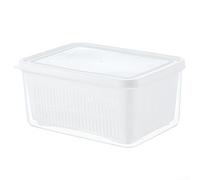 Caja de almacenamiento de verduras para el hogar con diseño de doble capa para lavado, drenaje y protección a prueba de polvo en la cocina (blanco 3)