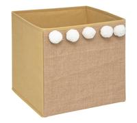 Atmosphera Caja de almacenaje Createur d'Interieur de yute con pompones para niños