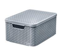 Caja de almacenamiento decorativa con tapa y asas, varios tamaños y colores