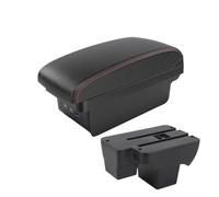 Caja de almacenamiento del reposabrazos Para VW Para Polo 2020 2021 2022 2023 2024 Accesorios De Caja Almacenamiento Reposabrazos Coche(B1 Negro rojo 3 USB)