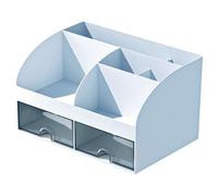 Caja de almacenamiento ergonómica para escritorio, color azul | Bandeja de ordenador de poliestireno verde para la gestión eficiente de complementos para el estudio en casa profesional