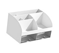 Caja de almacenamiento ergonómica para escritorio, color blanco | Bandeja de ordenador de poliestireno verde para la gestión eficiente de complementos para el estudio en casa profesional