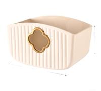 Caja de almacenamiento facial montada en la pared, sin perforación, respaldo fuerte, apertura en forma de U, PET, chapado en oro, minimalista, color crema, blanco, 20,3 x 12,8 x 12 cm, sostiene dos