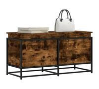 Caja de almacenamiento, funcional con estructura metálica y superficie lisa en madera de ingeniería modelo rectangular 100 x 40 x 51,5 cm para uso en sala o dormitorio