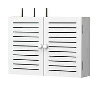 Caja de almacenamiento grande para router WiFi inalámbrico con estante flotante de PVC blanco (42 x 7 x 30 cm)