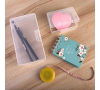 Caja de almacenamiento hecha de plástico para guardar maquillaje, joyas, cuentas, papelería, píldoras y otros objetos pequeños con parte superior transparente (16 x 8,8 x 6 cm)