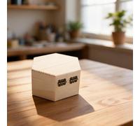 Caja de almacenamiento hexagonal de madera sin terminar para anillos de joyería y aretes, contenedor de madera natural para recuerdos de boda y decoración de bricolaje, soporte pequeño (12 x 10,5 x