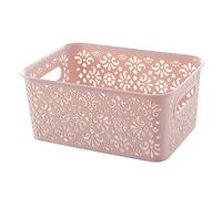 Caja de almacenamiento hueco, cesta de almacenamiento portátil de juguetes de juguete de cocina en espesas de la basura cosmética, en el almacenamiento del dormitorio del baño (color rosa, tamaño: