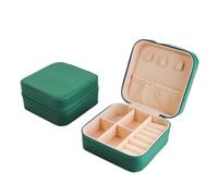 Caja de almacenamiento joyas, organizador viaje portátil, estuche joyería, cuero, pendientes, collar, anillo, exhibición Para Joyas(Green)