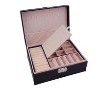 Caja de almacenamiento joyería gran capacidad, organizador collares, anillos, pendientes, estuche portátil colección Personal viaje Para Joyas(Black)
