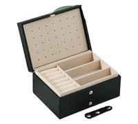Caja de almacenamiento joyería portátil cuero PU, gran capacidad, collar viaje, pendientes, anillo, organizador, estuche exposición Para Joyas(Black)