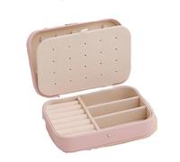 Caja de almacenamiento joyería portátil, organizador viaje, estuche, cuero, pendientes, collar, anillo Para Joyas(Pink)