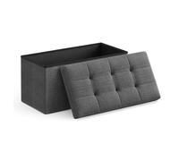 SONGMICS Puff Almacenaje, Baúl de Almacenaje Plegable, 38 x 76 x 38 cm, Taburete Reposapiés, Banco de Cubo, Soporta hasta 300 kg, para Sala de Estar, Dormitorio, Entrada, Gris Pizarra LSF47K