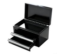 Caja de almacenamiento, mini contenedor de almacenamiento de metal de 3 capas, caja organizadora pequeña para herramientas de joyería, suministros de manualidades, accesorios de escritorio (negro)