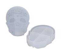 Caja de almacenamiento Molde de silicona Forma de calavera Fácil desmoldar Molde de resina epoxi reutilizable con tapa para joyería DIY Caja de almacenamiento de cosméticos